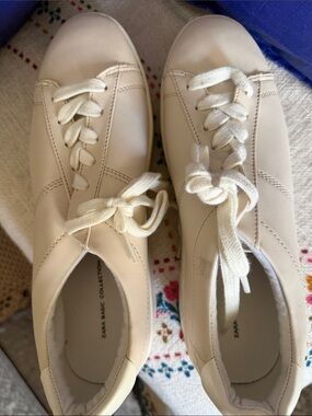 Zara Cream Lace-Up Espadrille Sneakers